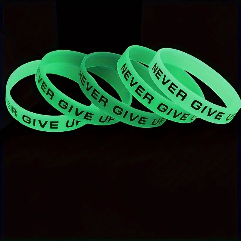 Never give up glow wristbands