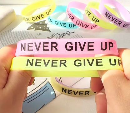 Never give up glow wristbands