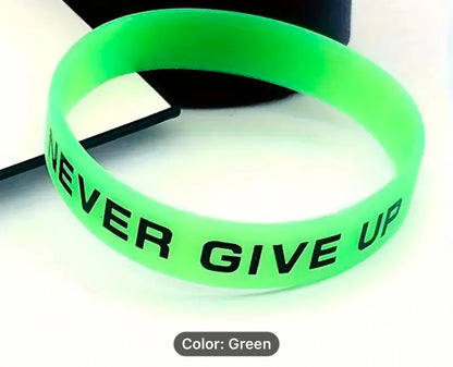 Never give up glow wristbands