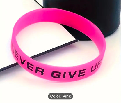 Never give up glow wristbands