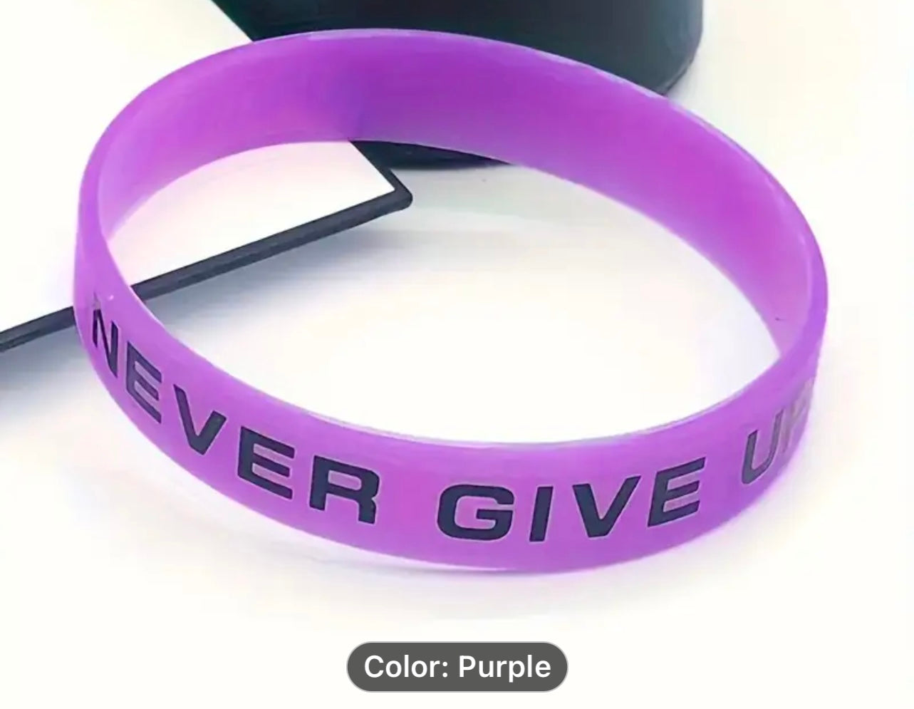 Never give up glow wristbands